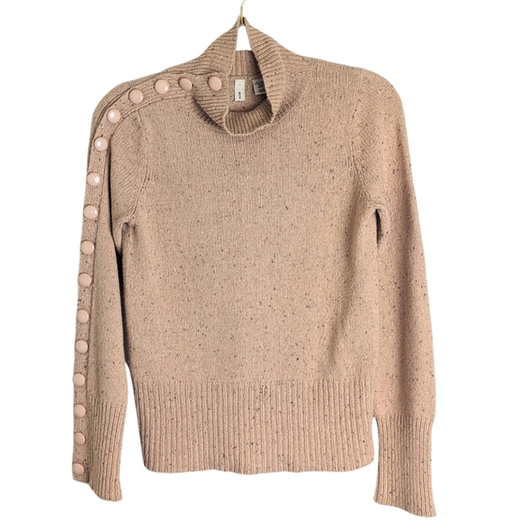 '90s/Y2k Mock Neck Lambswool Knit Sweater Button Sleeve Detail Women's Size S - Picture 8 of 8